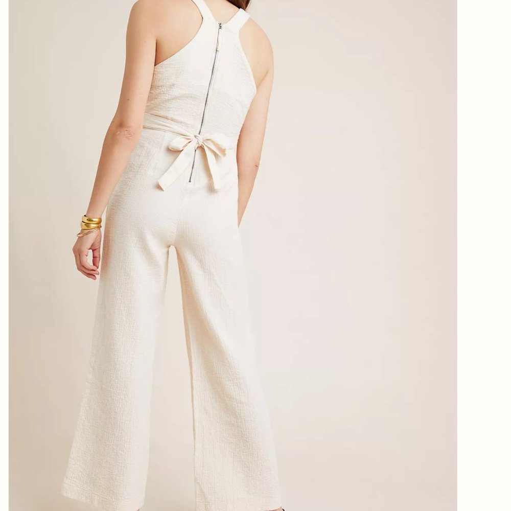 NWT anthropologie demi textured jumpsuit + pockets - Picture 2 of 5
